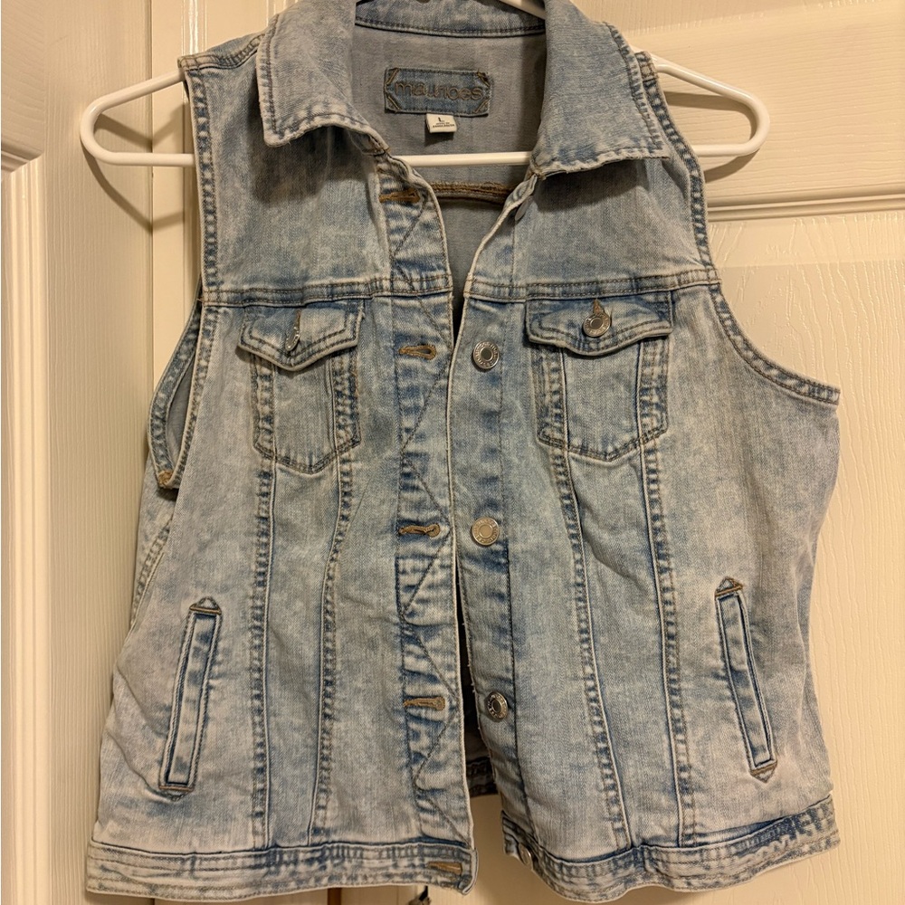 Maurices Light Blue Denim Vest